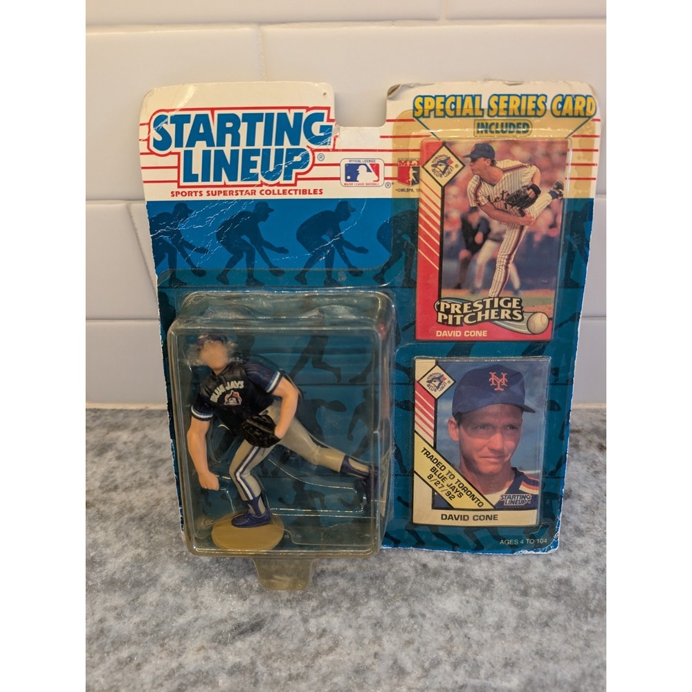 New 1993 Starting Lineup David Cone Toronto Blue Jays Mets Action Figure & Cards